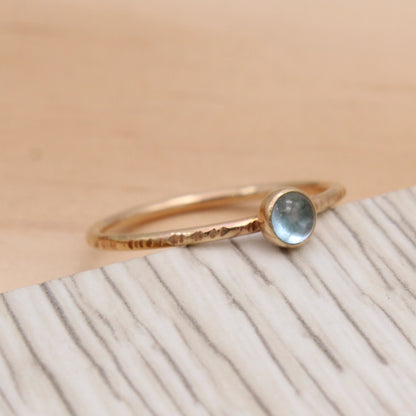 Size 7.5 Swiss Blue Topaz and Gold Filled Ring #3180