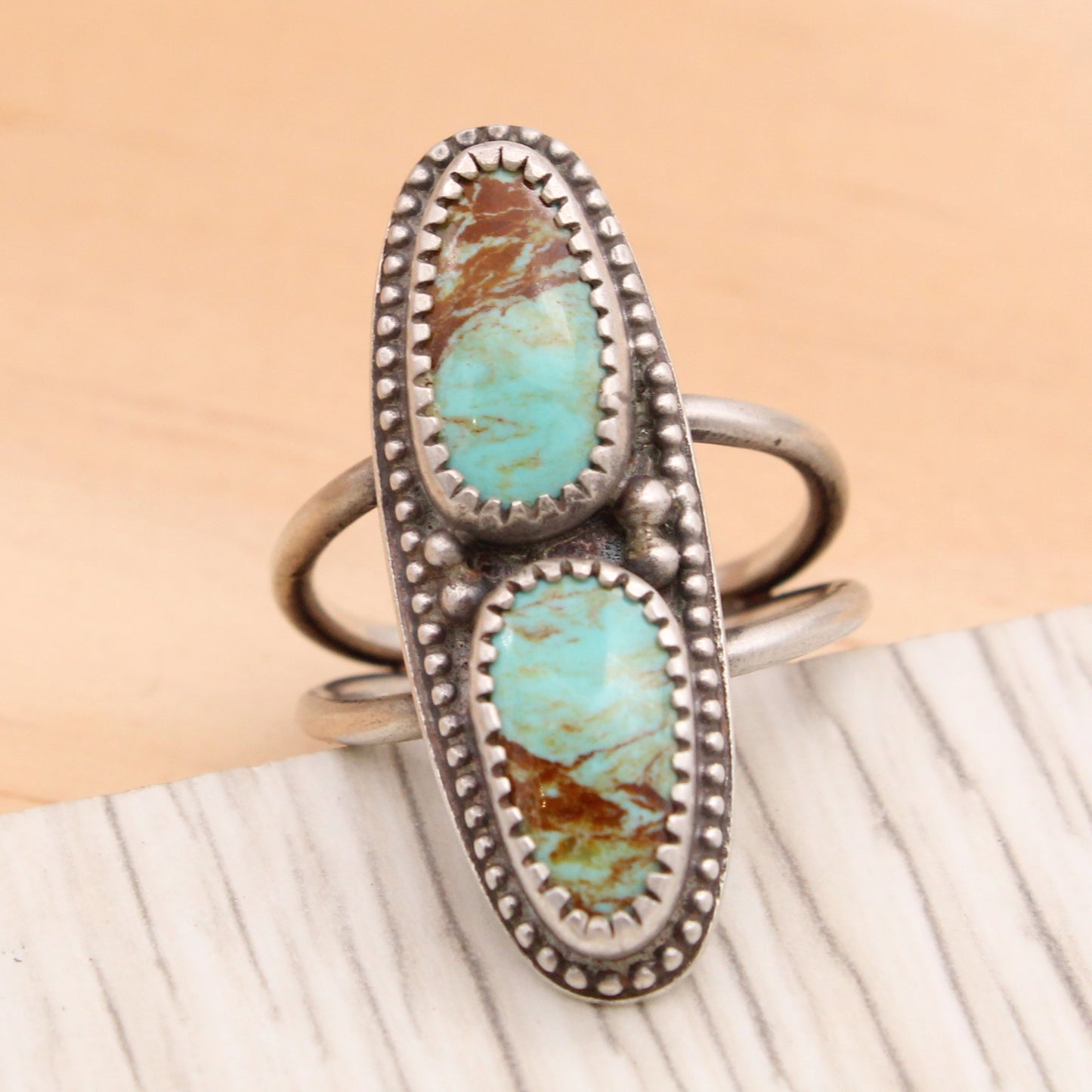 Kingman Turquoise Statement Ring Size 6 1/2