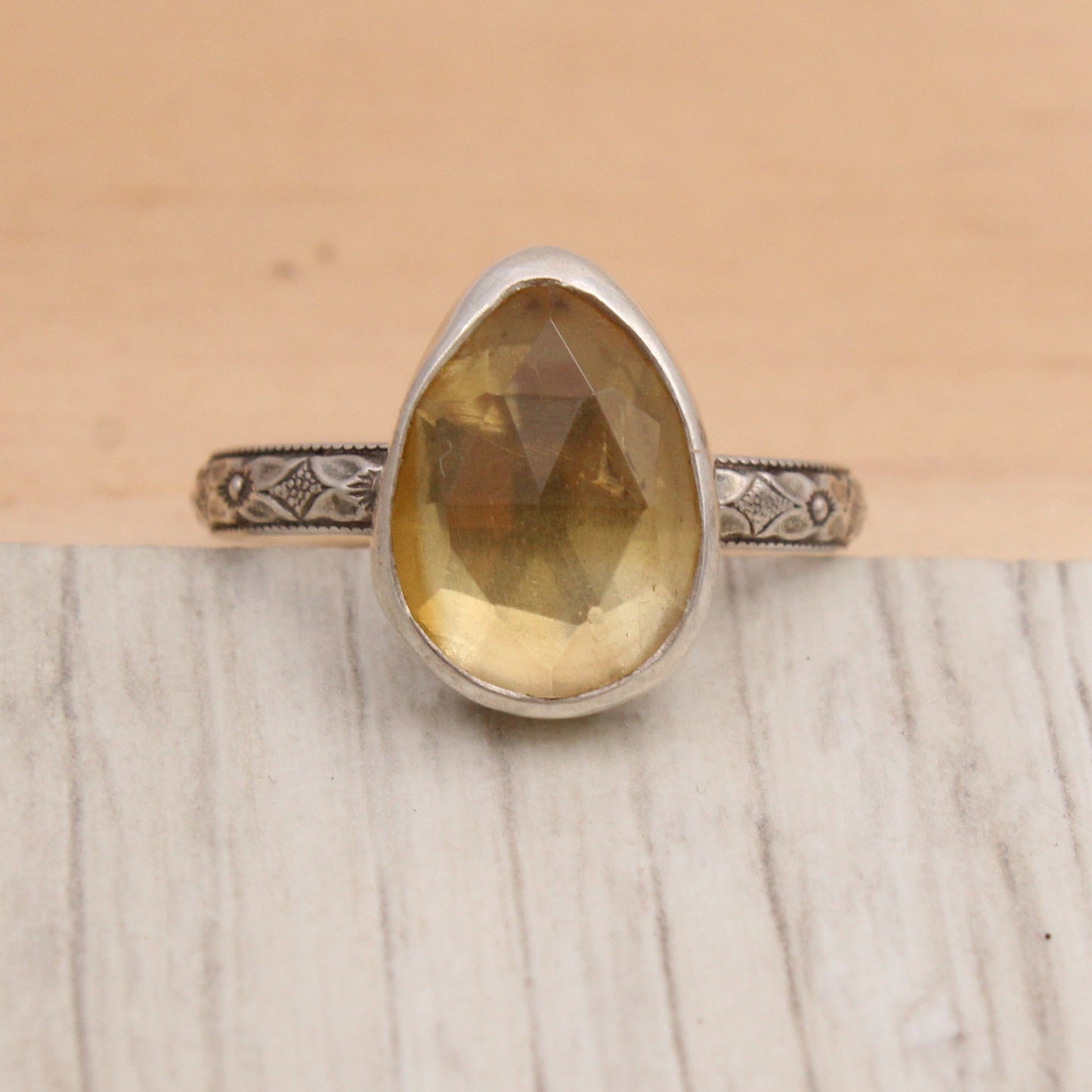 Citrine and Silver Ring Size 8