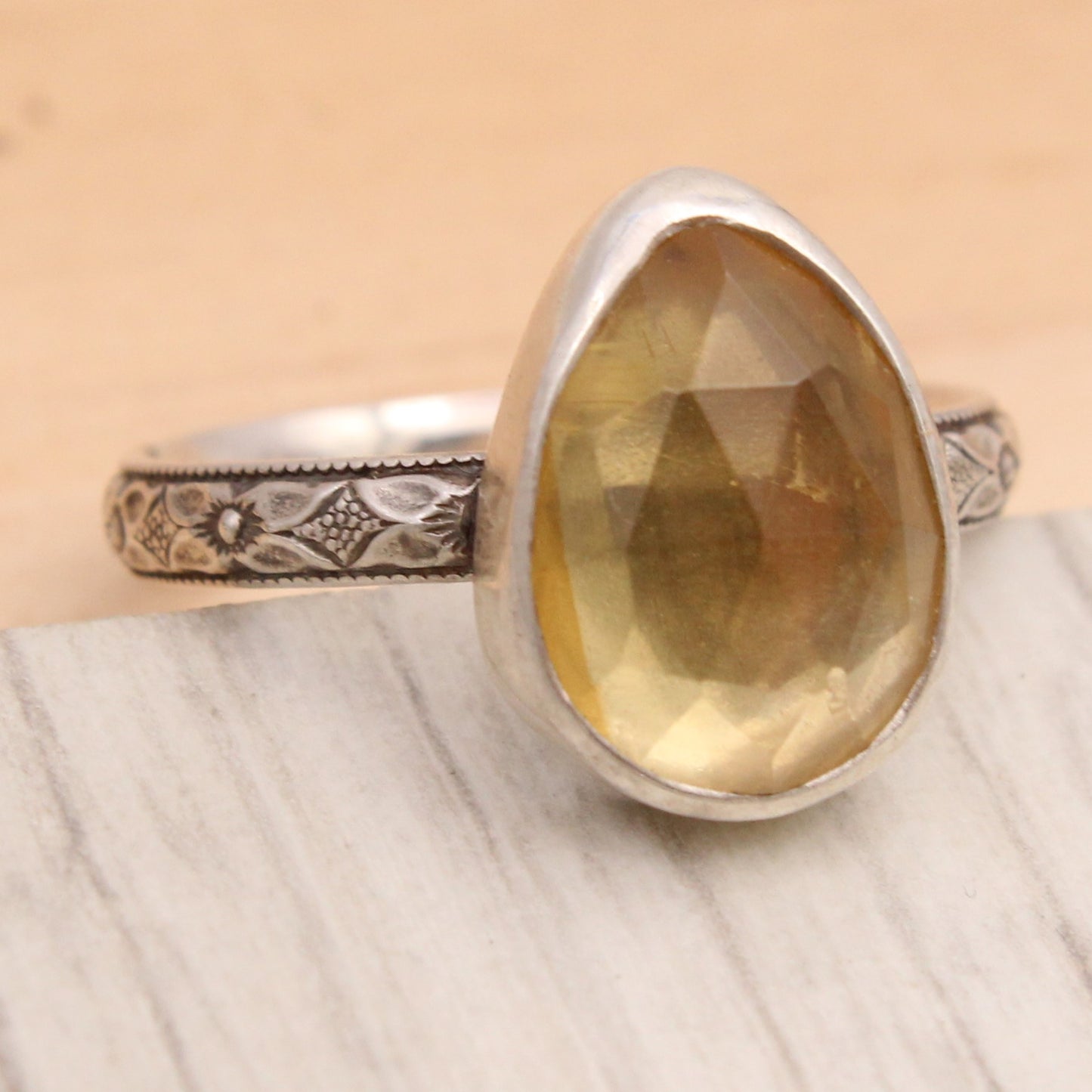 Citrine and Silver Ring Size 8