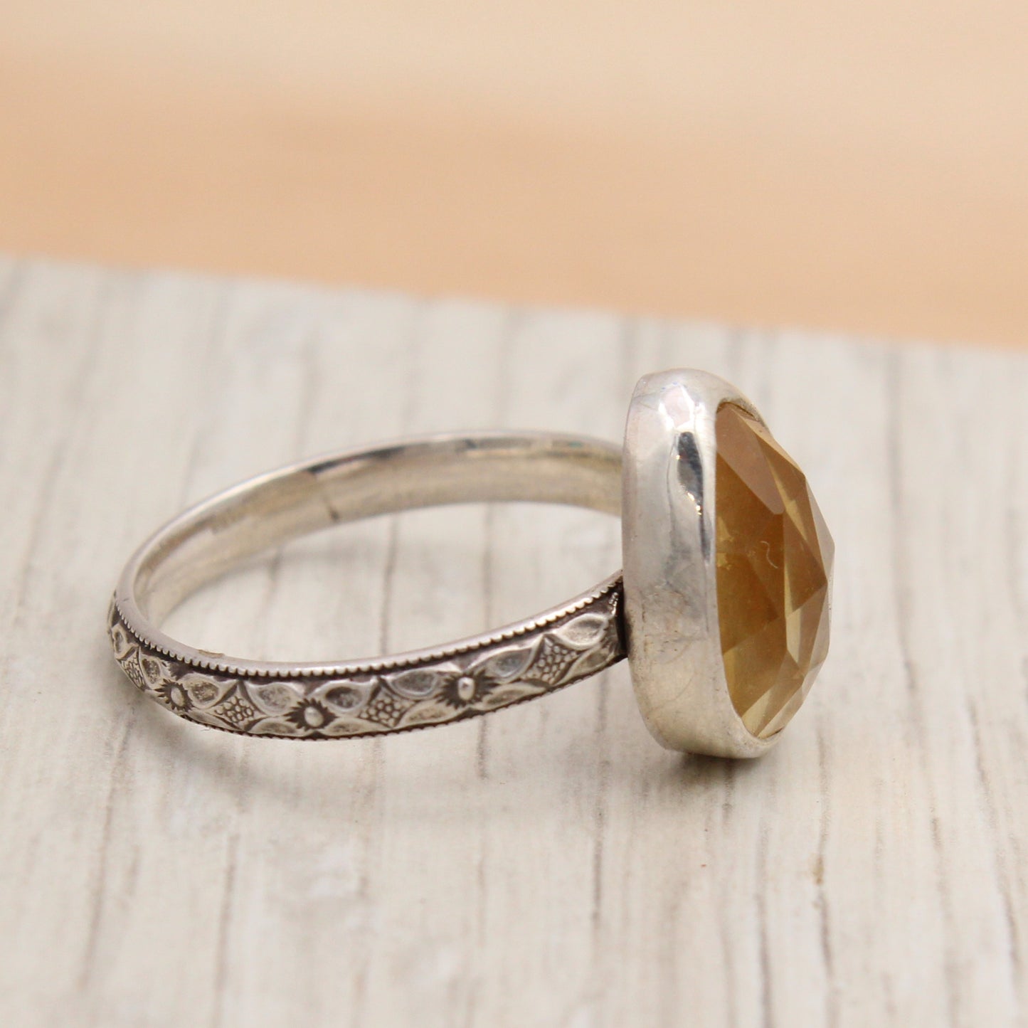 Citrine and Silver Ring Size 8