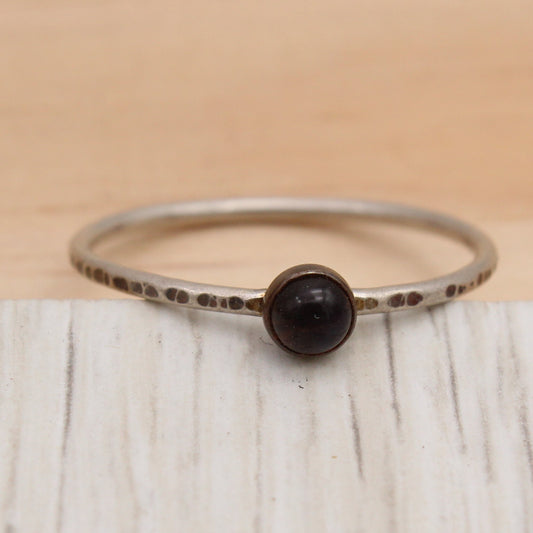 Onyx, Copper and Silver Ring Size 10