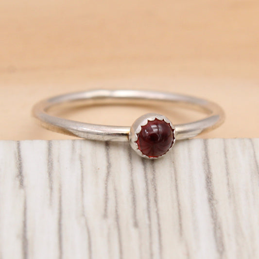 Garnet and Silver Ring Size 7