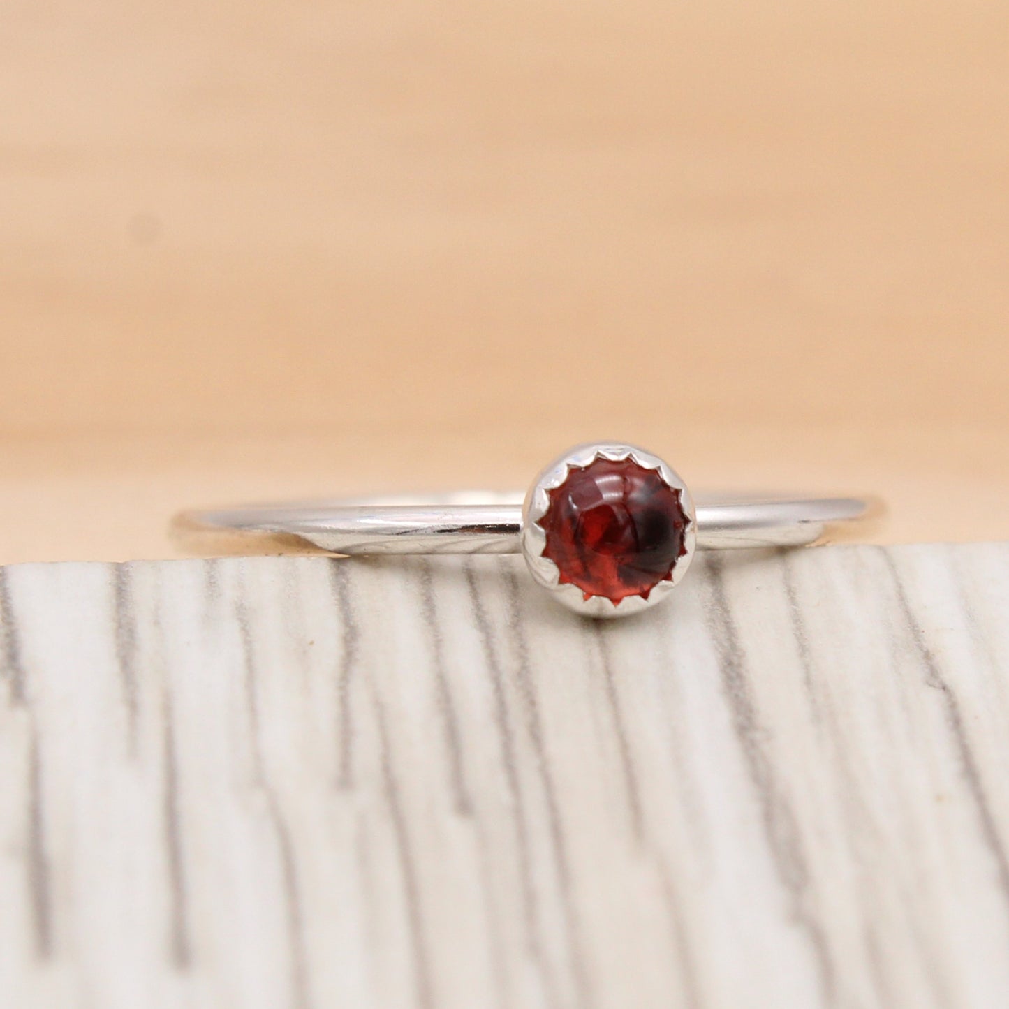 Garnet and Silver Ring Size 7