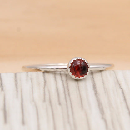 Size 7 Garnet and Silver Ring