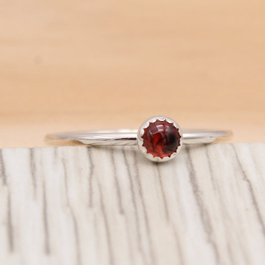 Garnet and Silver Ring Size 7