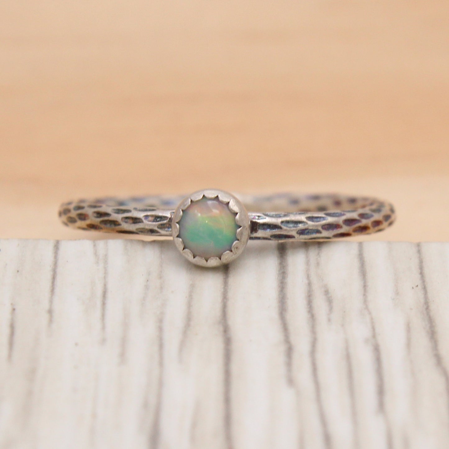 Ethiopian Opal and Silver Ring Size 7 1/2