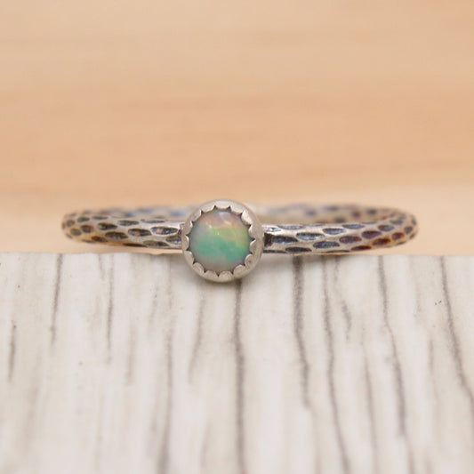 Ethiopian Opal and Silver Ring Size 7 1/2