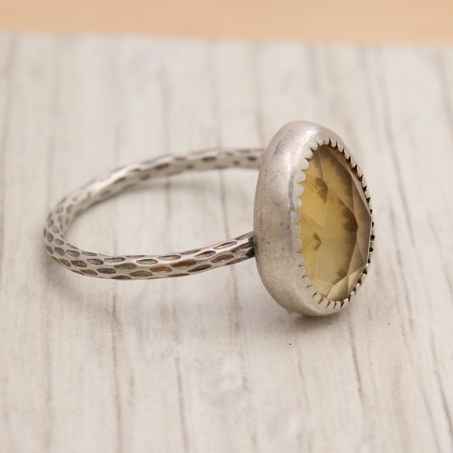 Citrine and Silver Ring Size 7 1/4