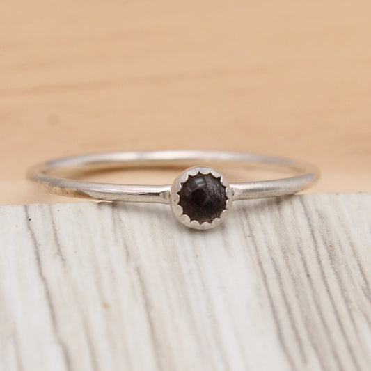 Black Moonstone and Silver Ring Size 10 1/2