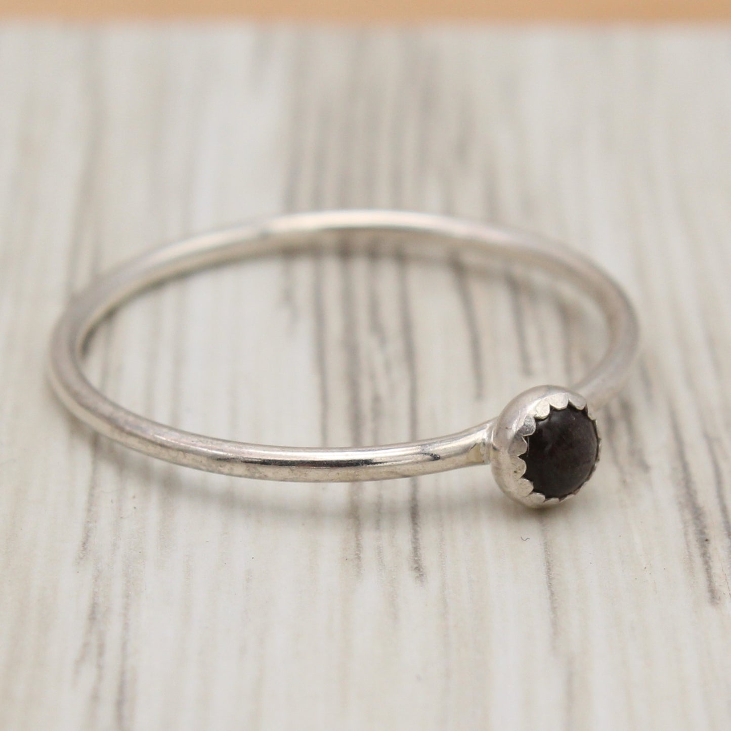 Black Moonstone and Silver Ring Size 10 1/2