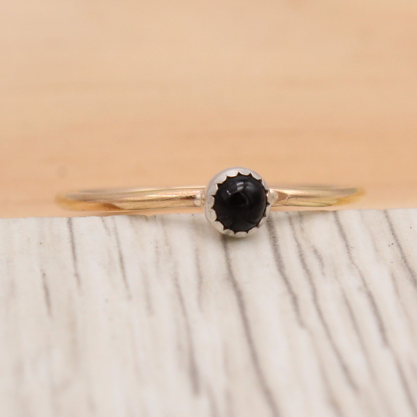 Onyx Gold Filled Ring Size 9 1/2