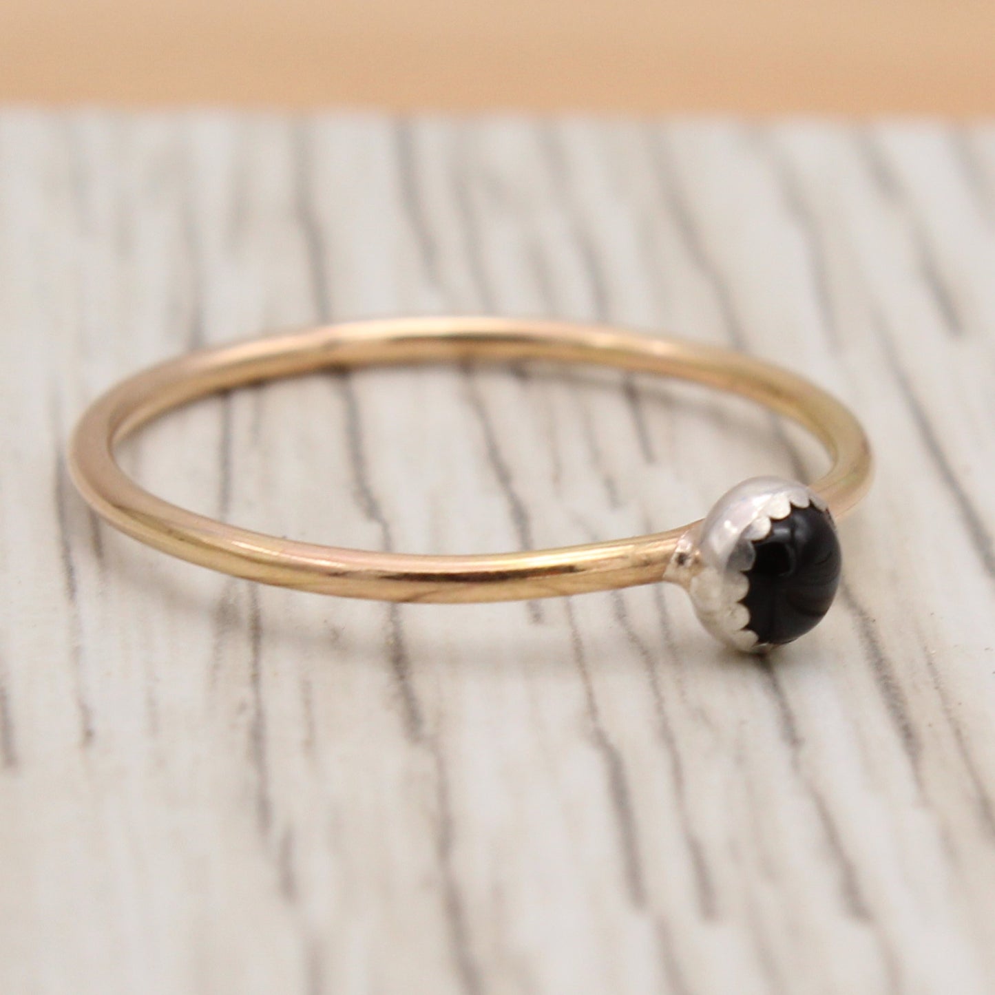 Onyx Gold Filled Ring Size 9 1/2