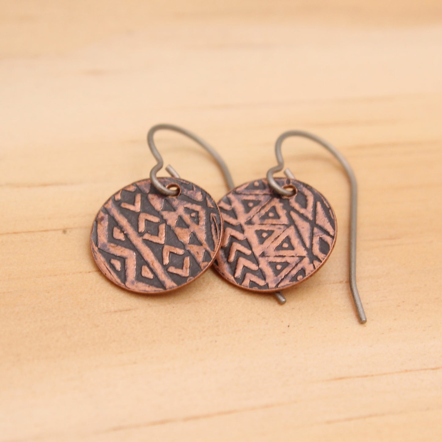 Copper and Titanium Dangle Earrings