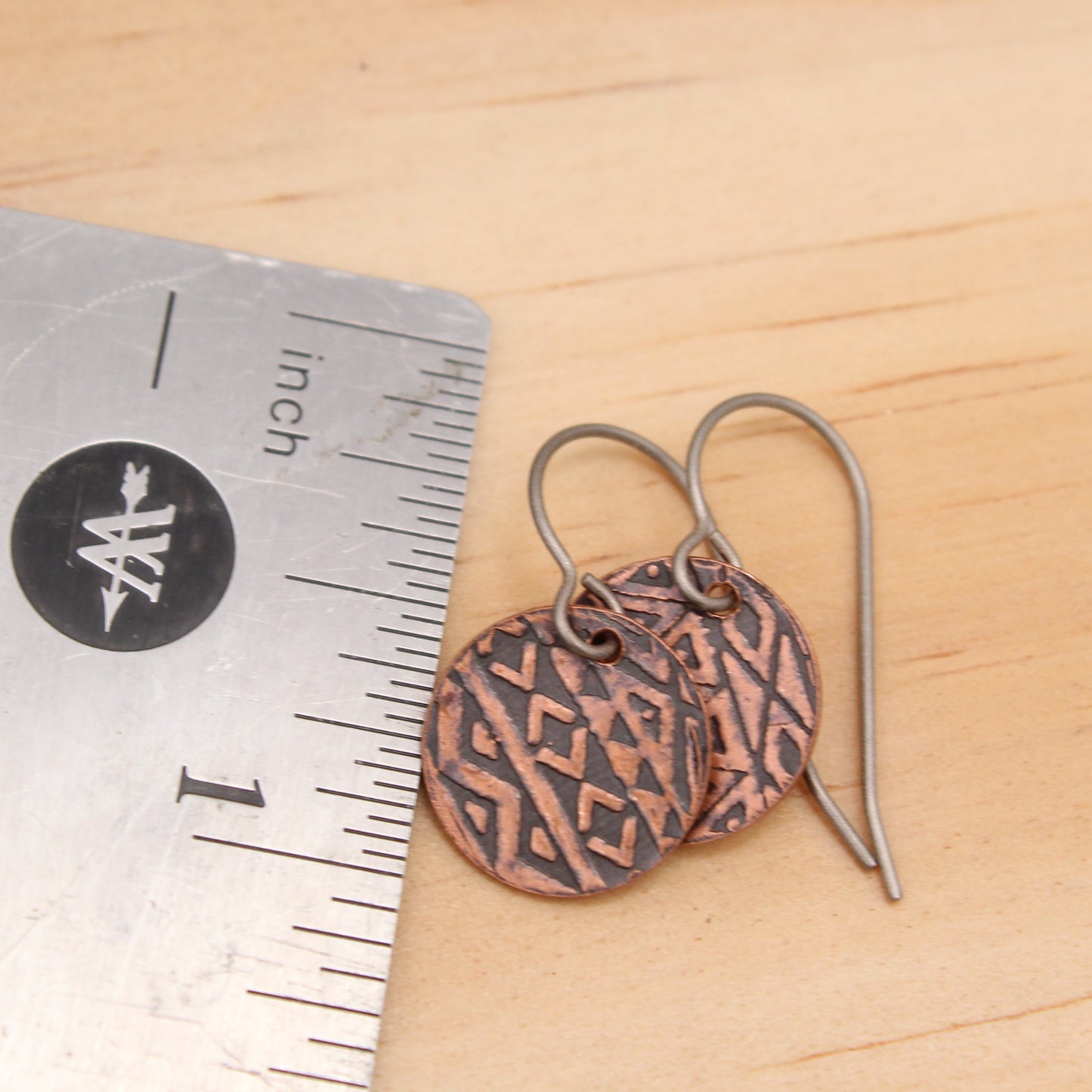 Copper and Titanium Dangle Earrings