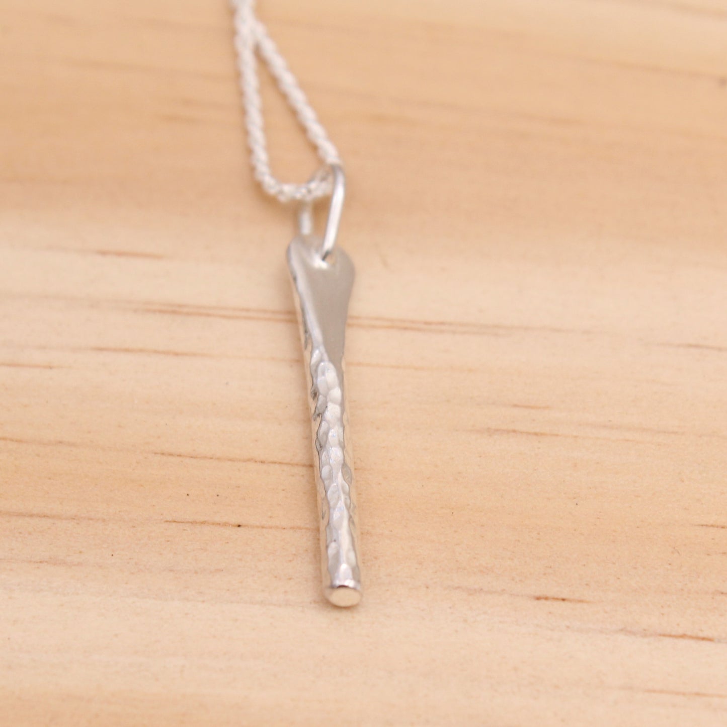 Hammered Sterling Silver Bar Necklace