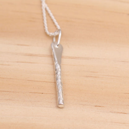 Hammered Sterling Silver Bar Pendant