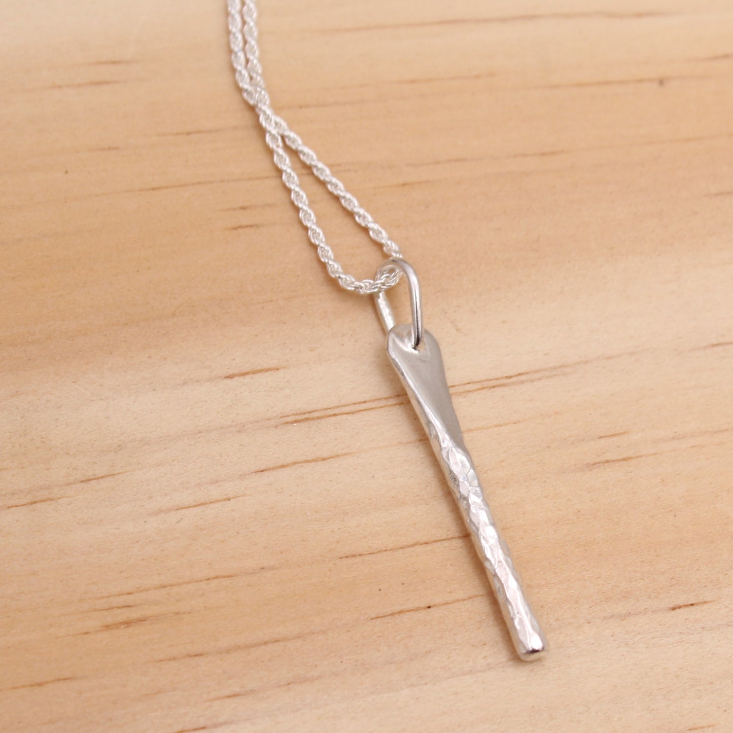 Hammered Sterling Silver Bar Necklace