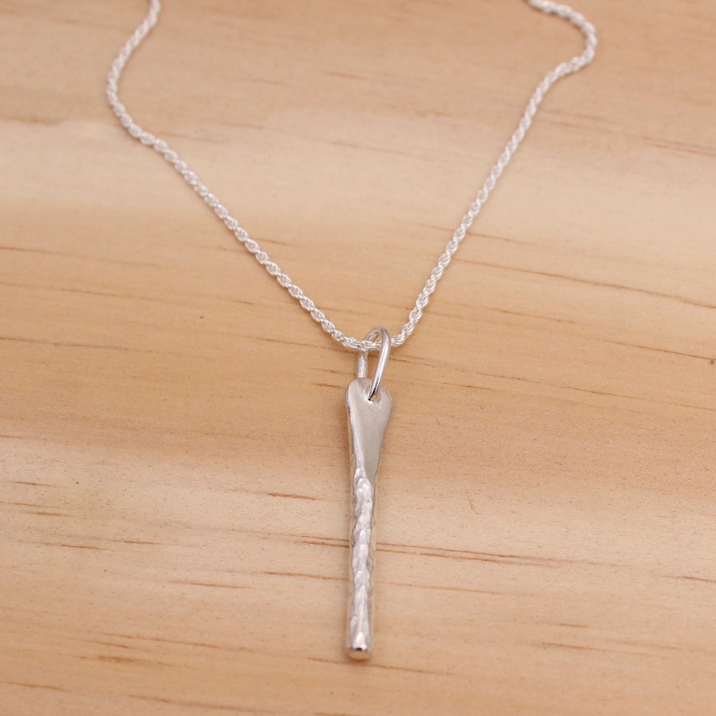 Hammered Sterling Silver Bar Necklace