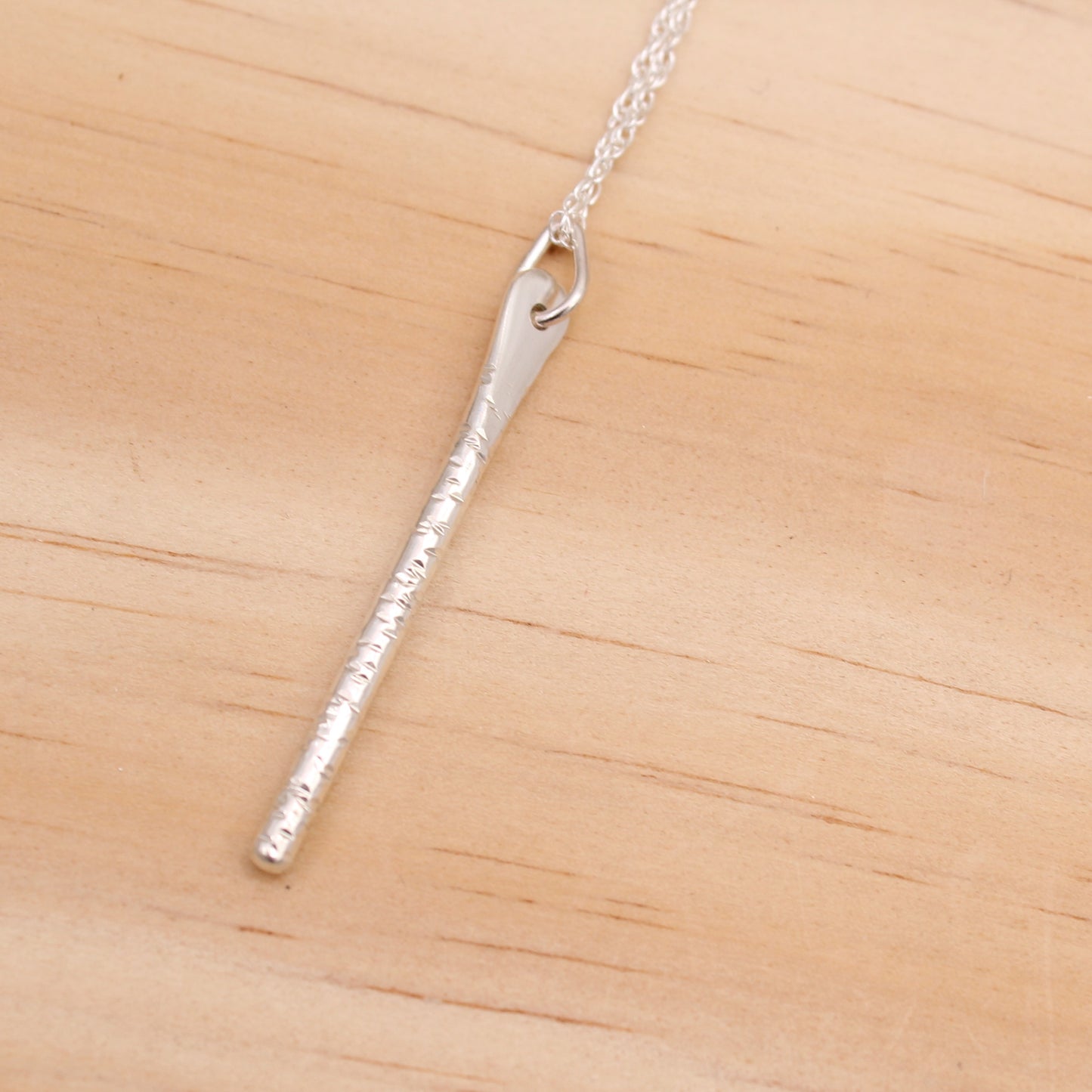 Textured Sterling Silver Bar Necklace