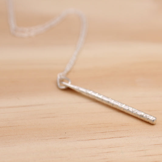 Textured Sterling Silver Bar Necklace