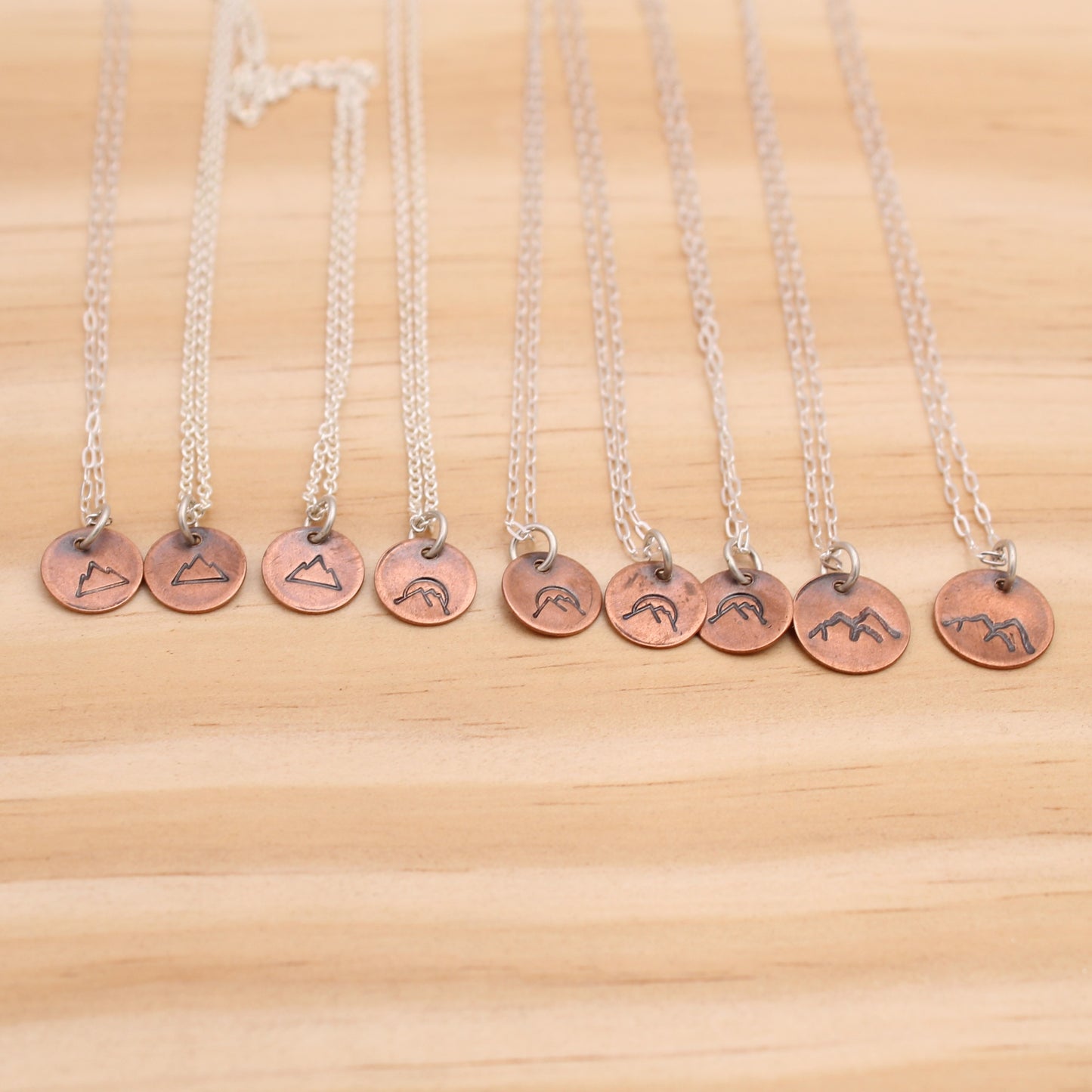 Stamped Copper Necklace - Mountains