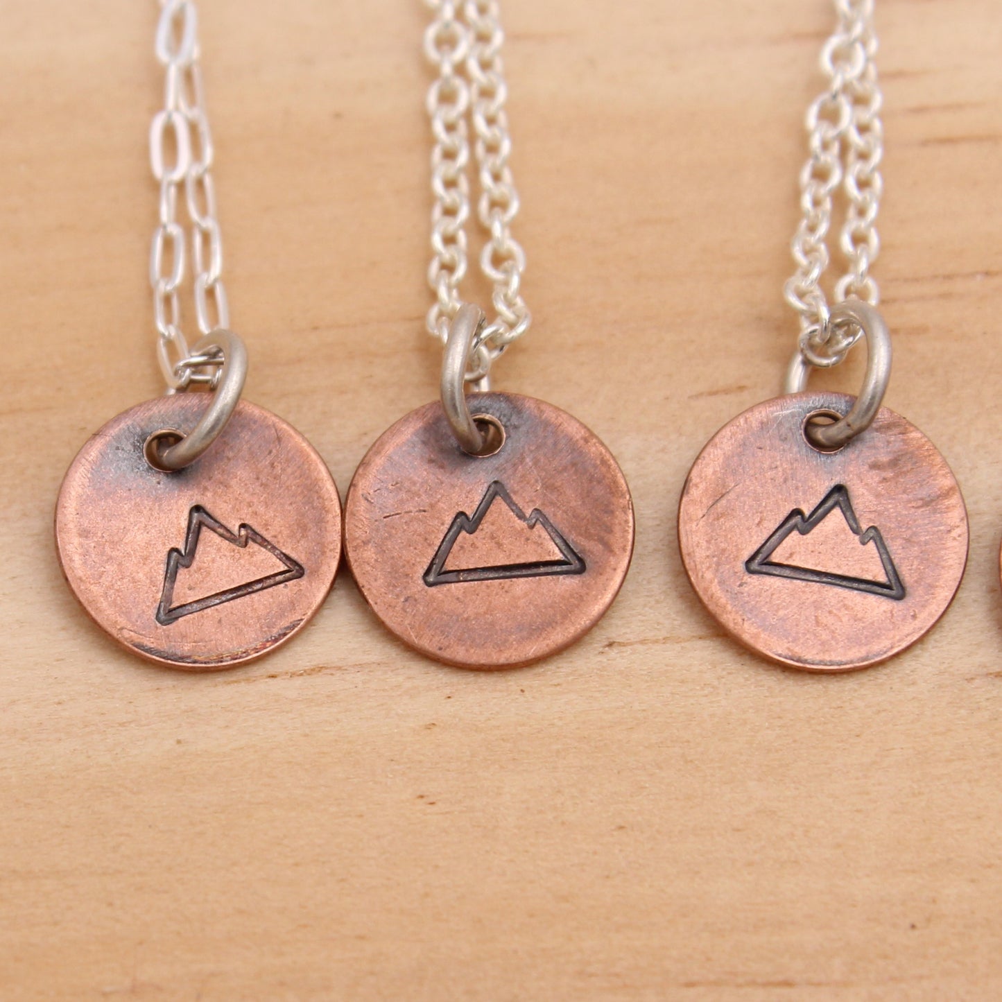 Stamped Copper Necklace - Mountains