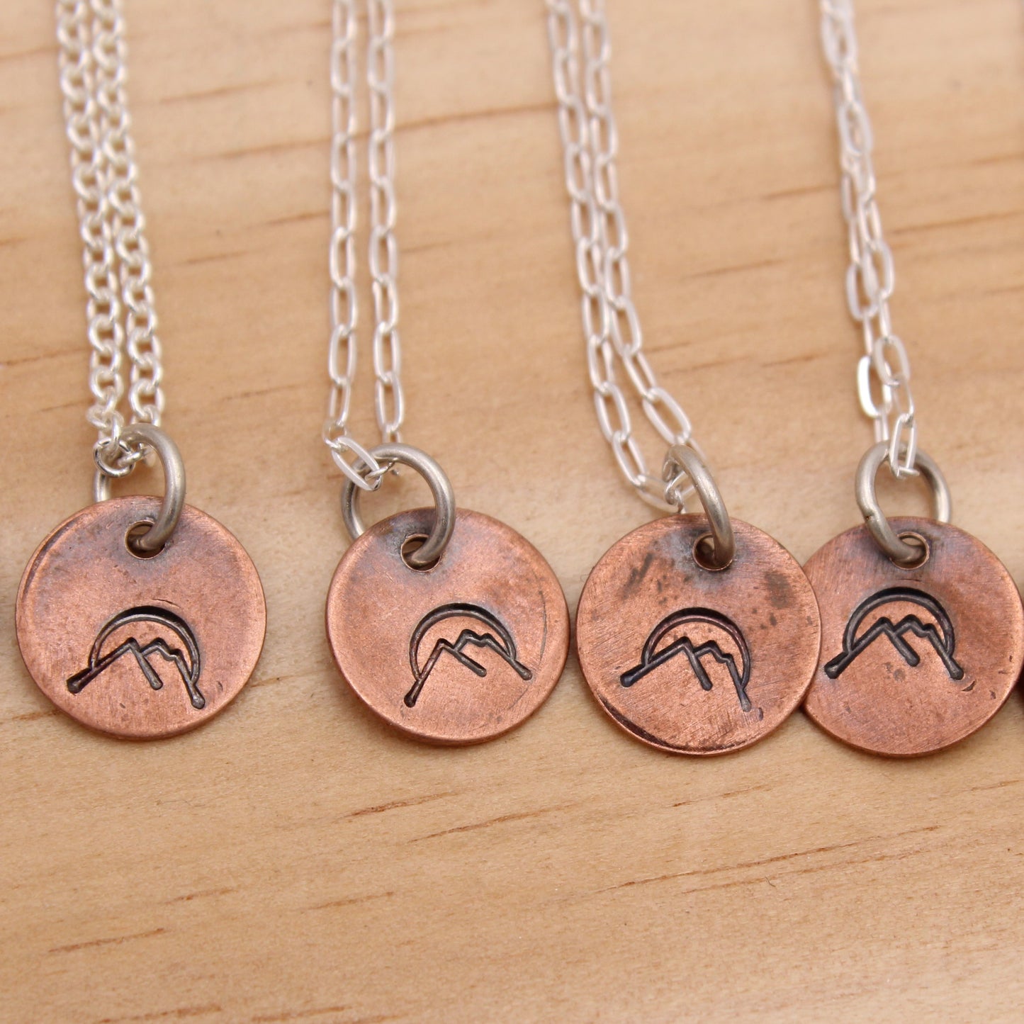 Stamped Copper Necklace - Mountains