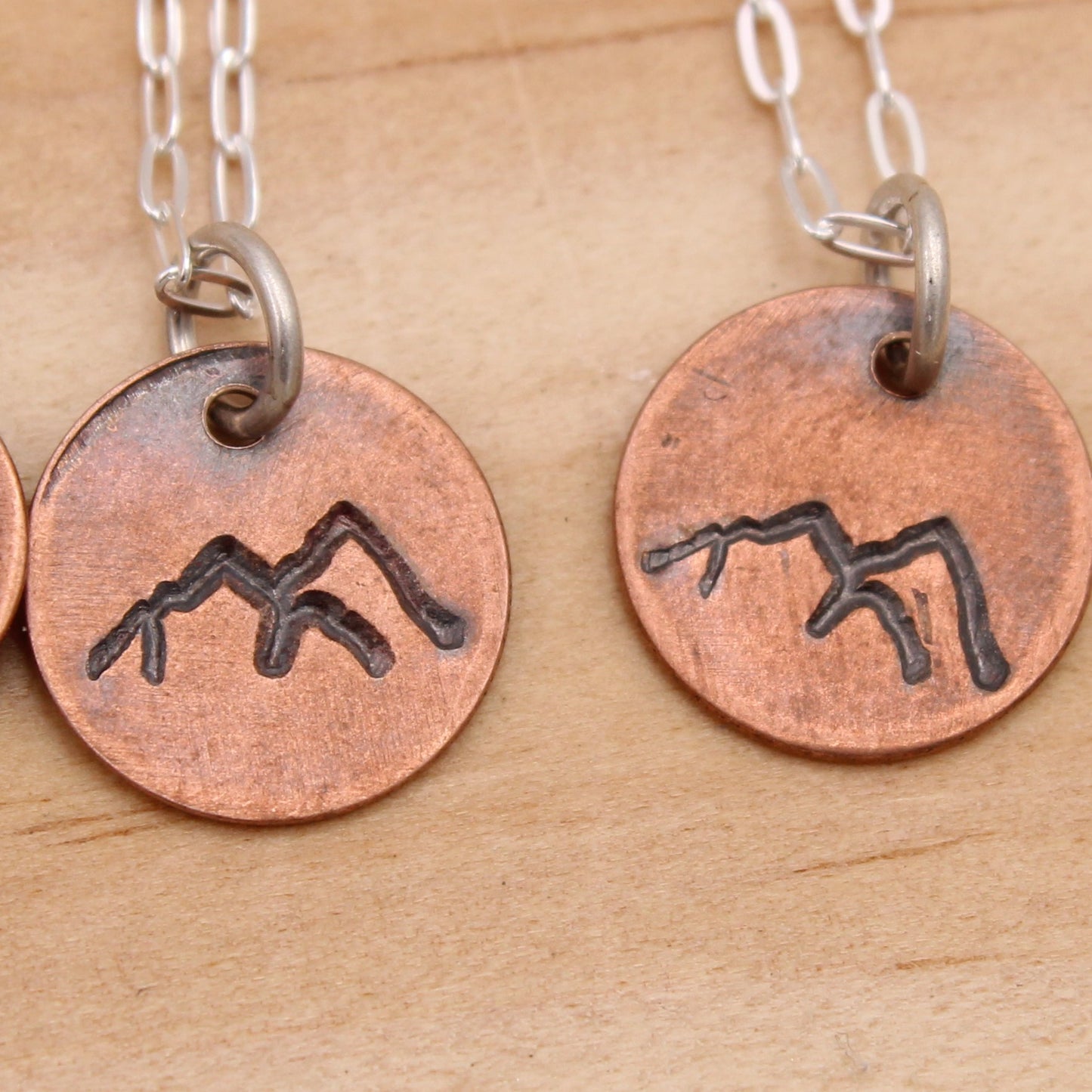 Stamped Copper Necklace - Mountains