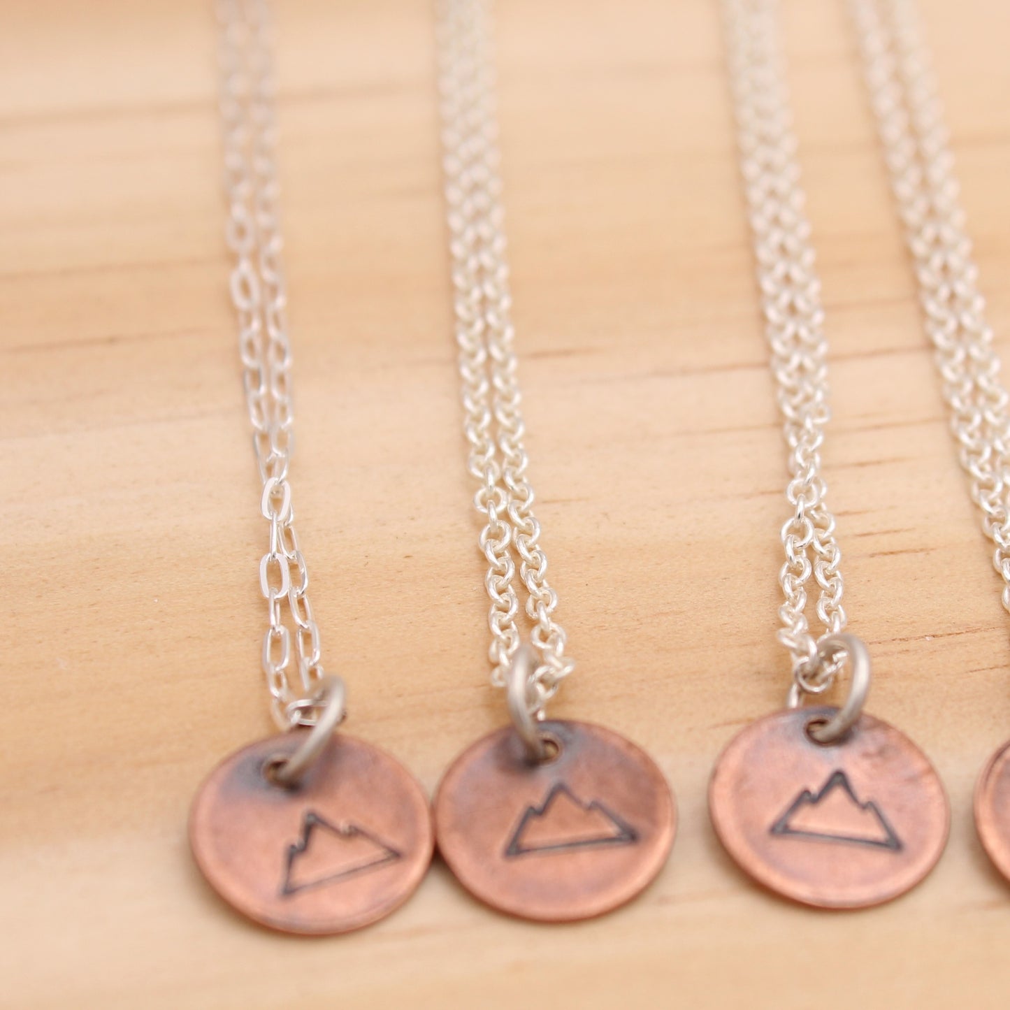 Stamped Copper Necklace - Mountains