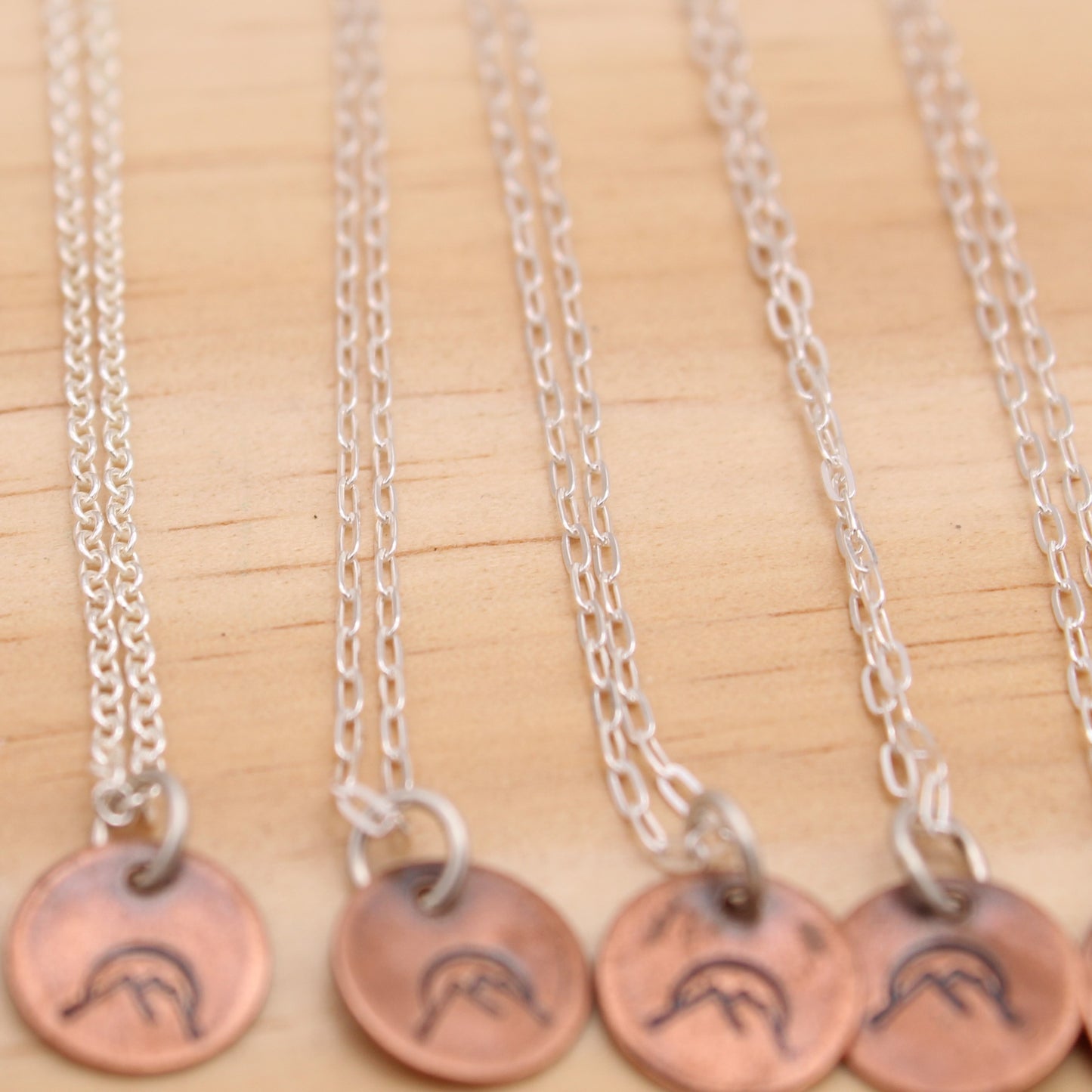 Stamped Copper Necklace - Mountains