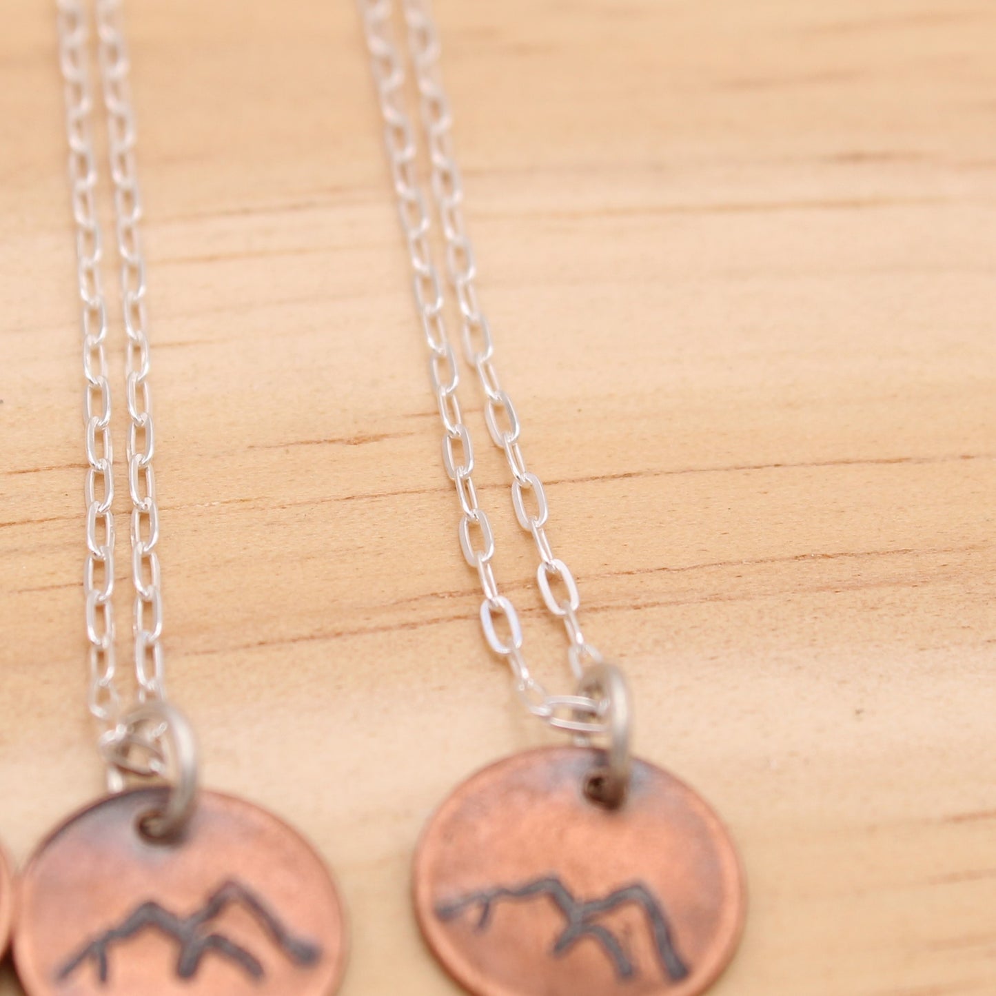 Stamped Copper Necklace - Mountains