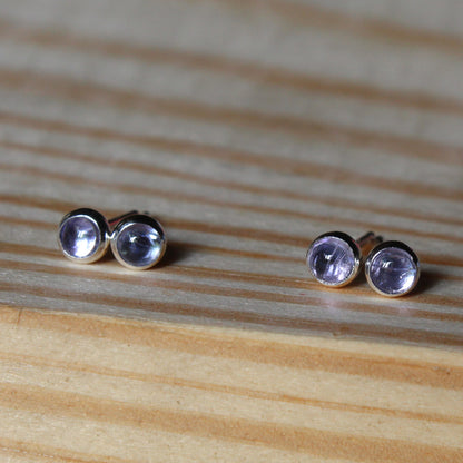 Gemstone Stud Earrings with Smooth Setting