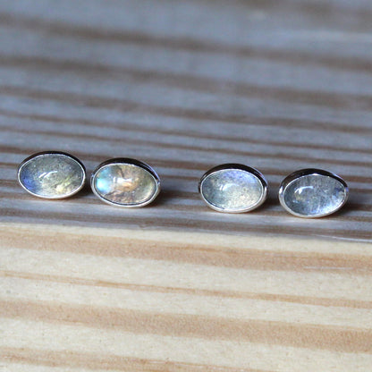 #3013 4mmx6mm Oval Studs with Labradorite