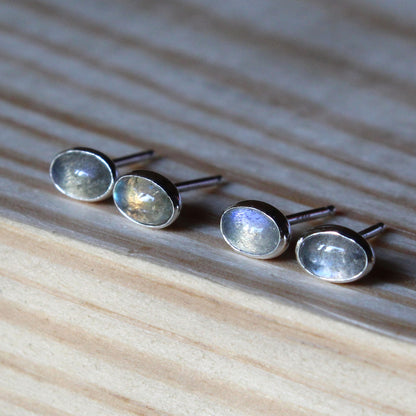#3013 4mmx6mm Oval Studs with Labradorite