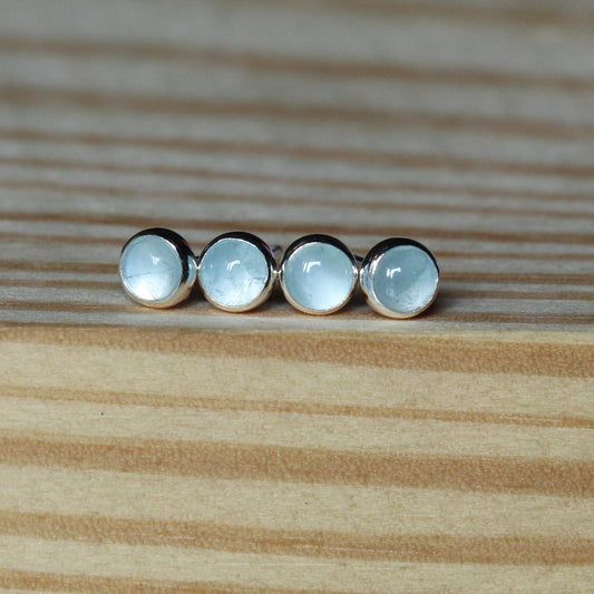 #3004 Aquamarine Stud Earrings with Smooth Setting