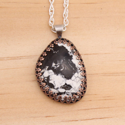 White Buffalo in Gallery Copper Setting Pendant