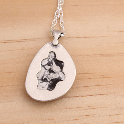 White Buffalo in Gallery Copper Setting Pendant