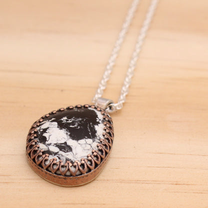 White Buffalo in Gallery Copper Setting Pendant