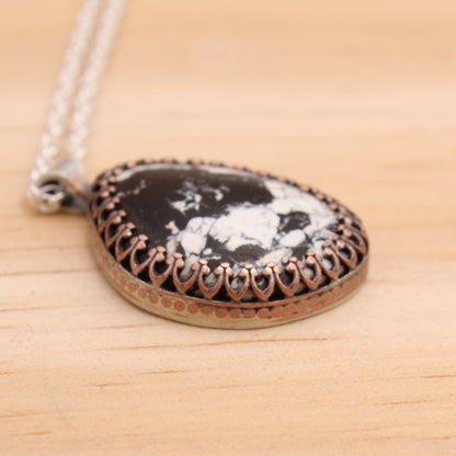 White Buffalo in Gallery Copper Setting Pendant