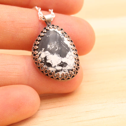 White Buffalo in Gallery Copper Setting Pendant