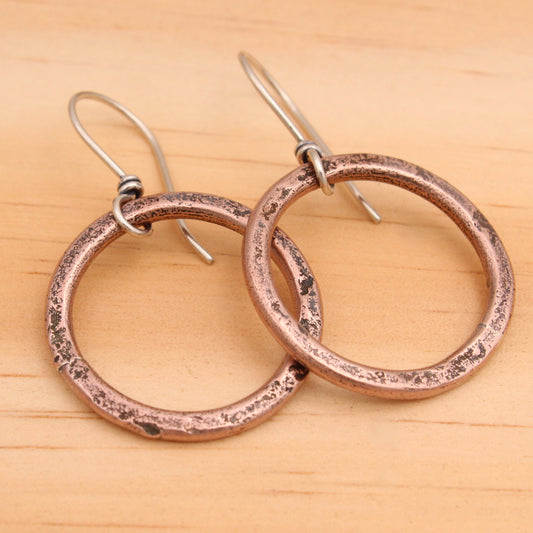 #3104 Reclaimed Copper Circle Earrings