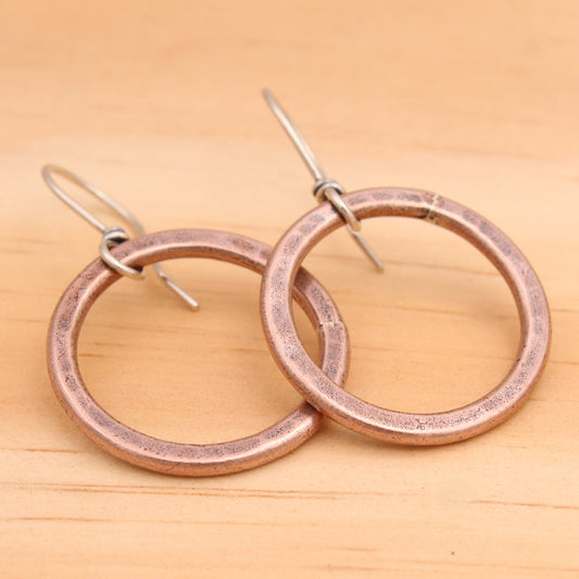 #3105 Reclaimed Copper Circle Earrings