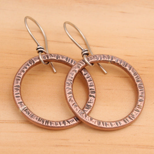 #3106 Reclaimed Copper Circle Earrings
