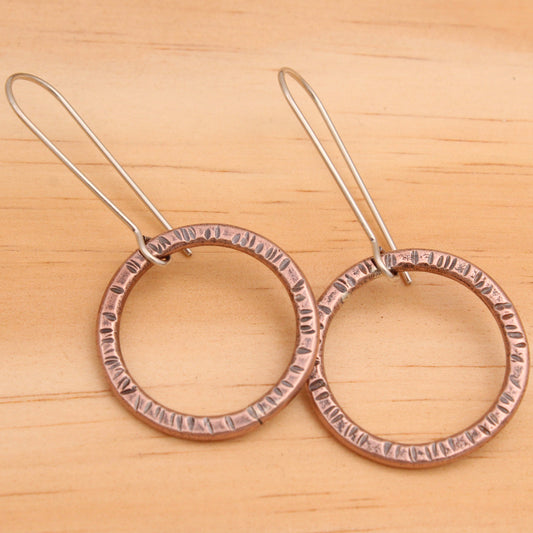#3107 Reclaimed Copper Circle Earrings