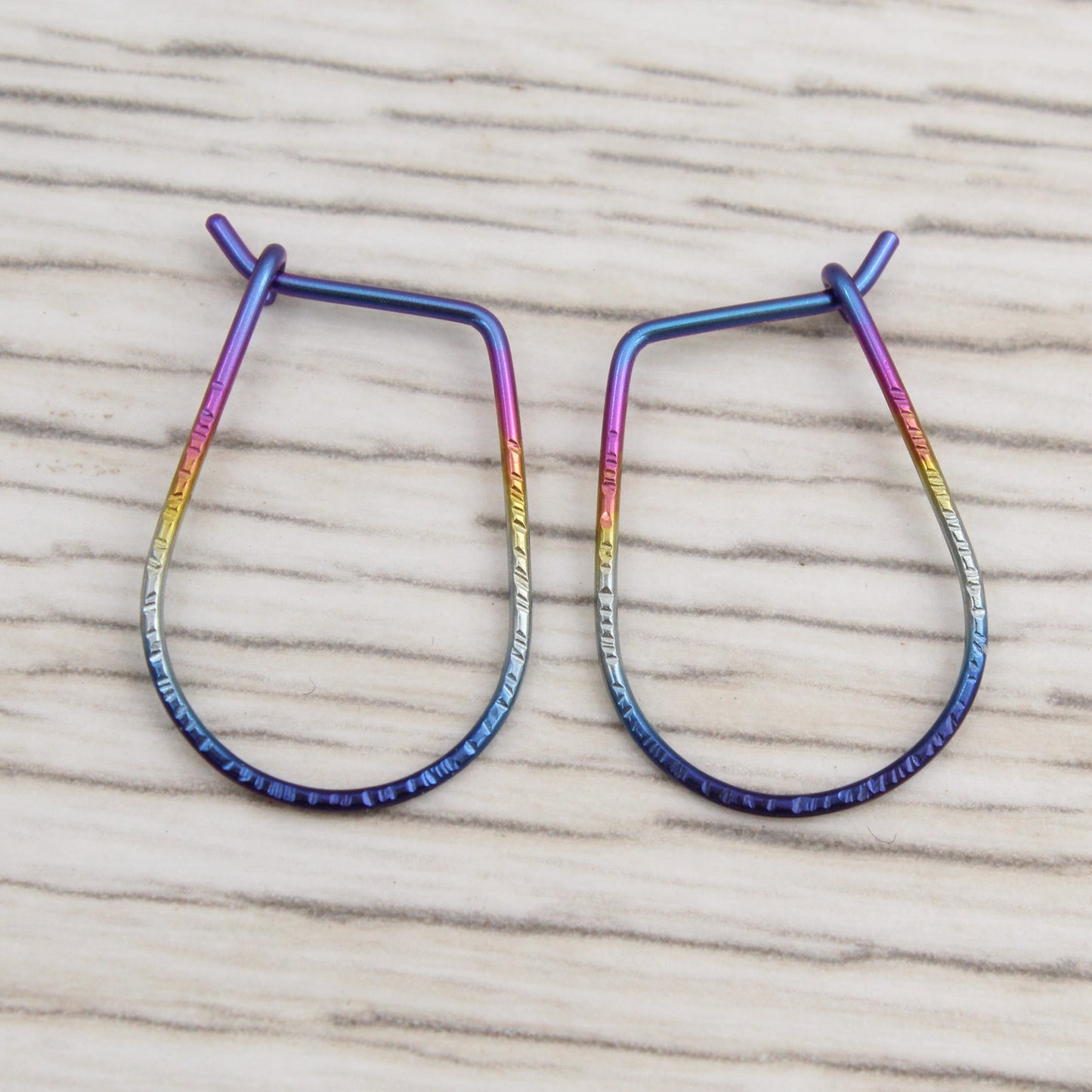 #3135 Textured Rainbow Niobium Hoops
