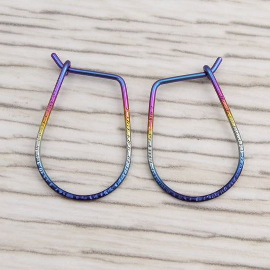 #3135 Textured Rainbow Niobium Hoops