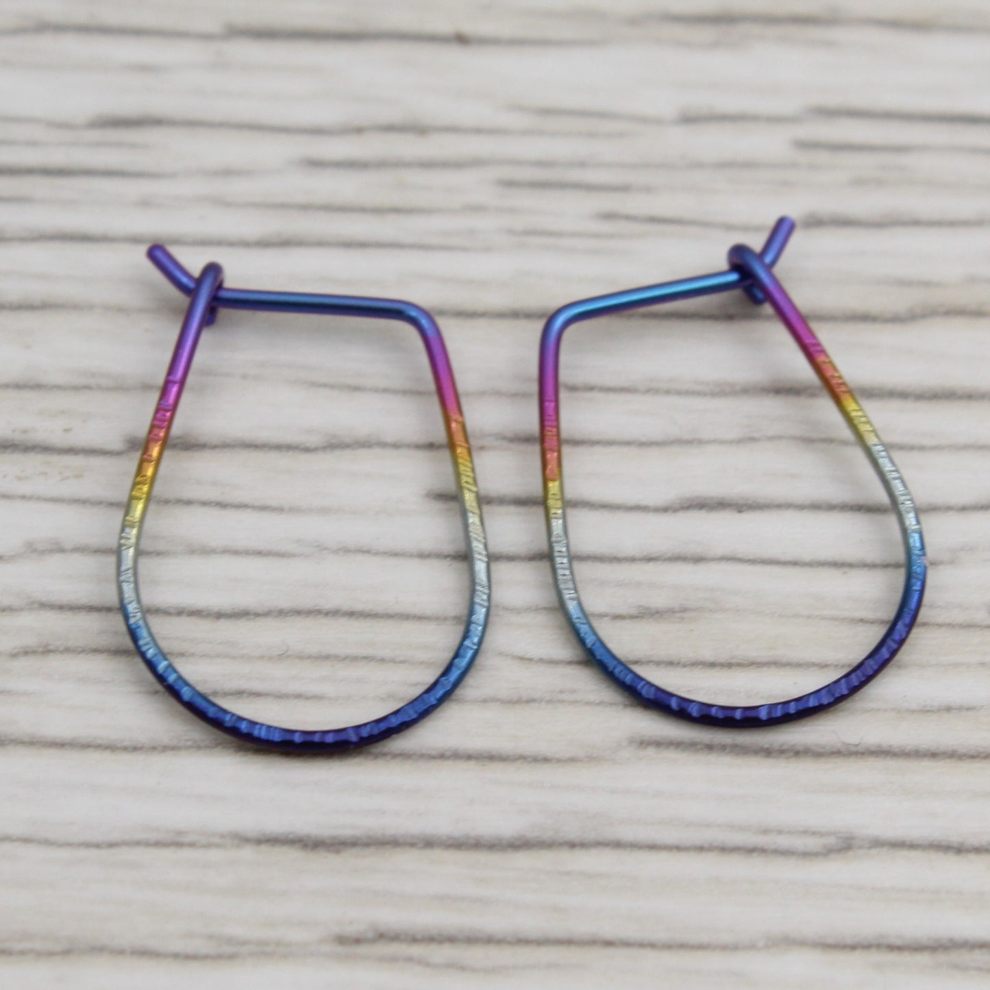 #3135 Textured Rainbow Niobium Hoops