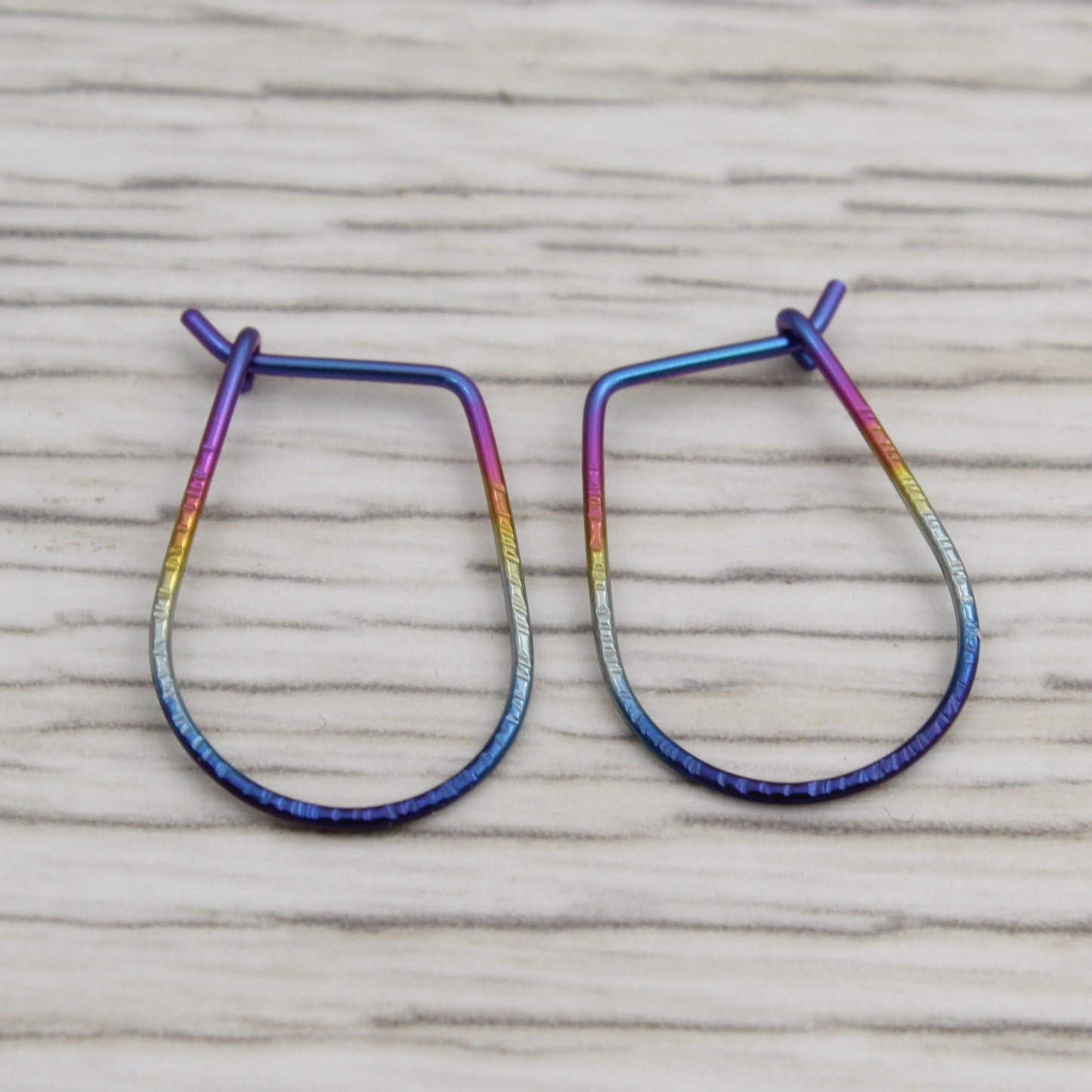#3135 Textured Rainbow Niobium Hoops