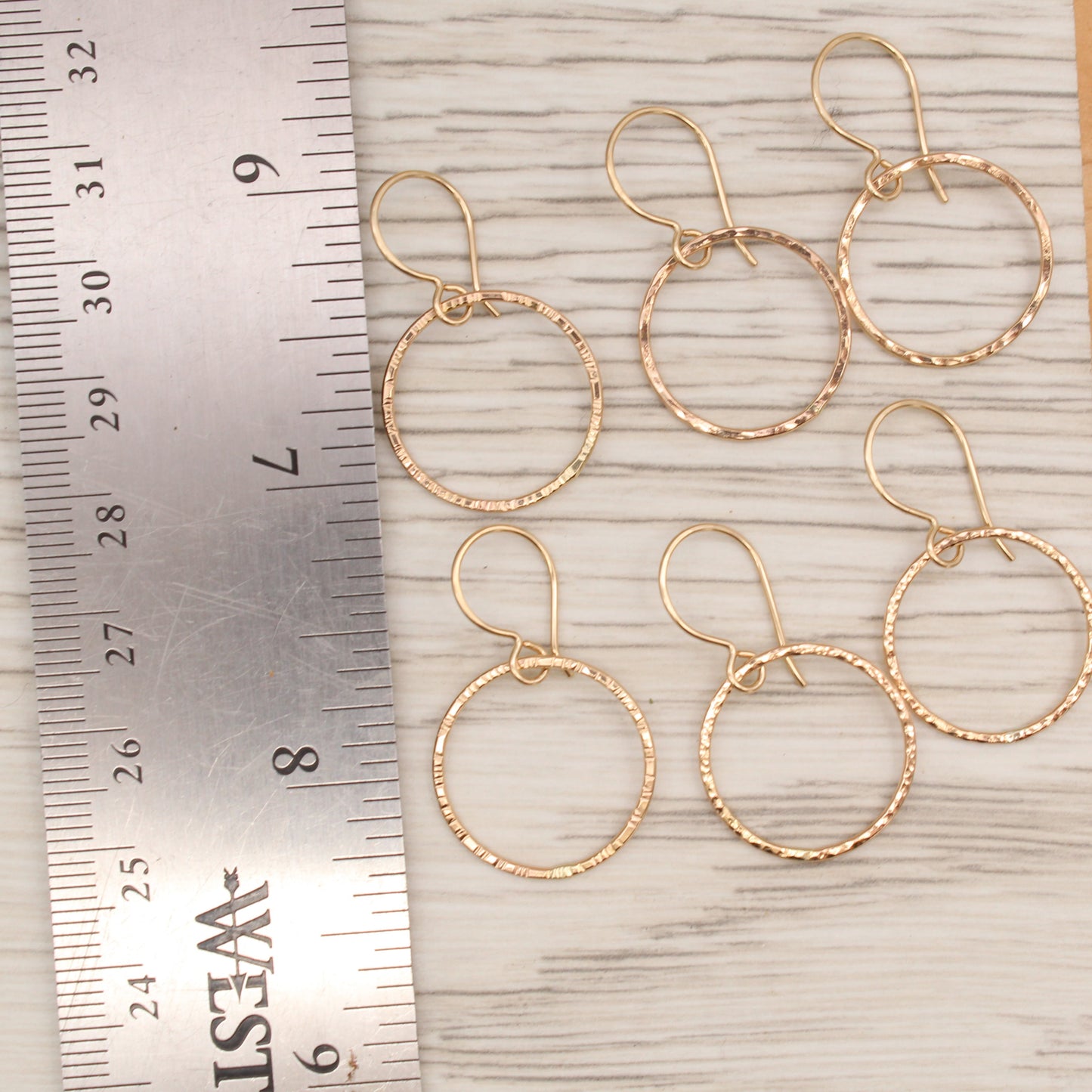 #3119 Line Hammered Minimalist Gold Filled Dangle Earrings